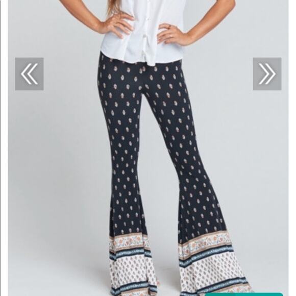 Show Me Your MuMu Pants - Show Me Your Mumu Barney Bells Black Floral Honeysuckle Paisley Flare Pants